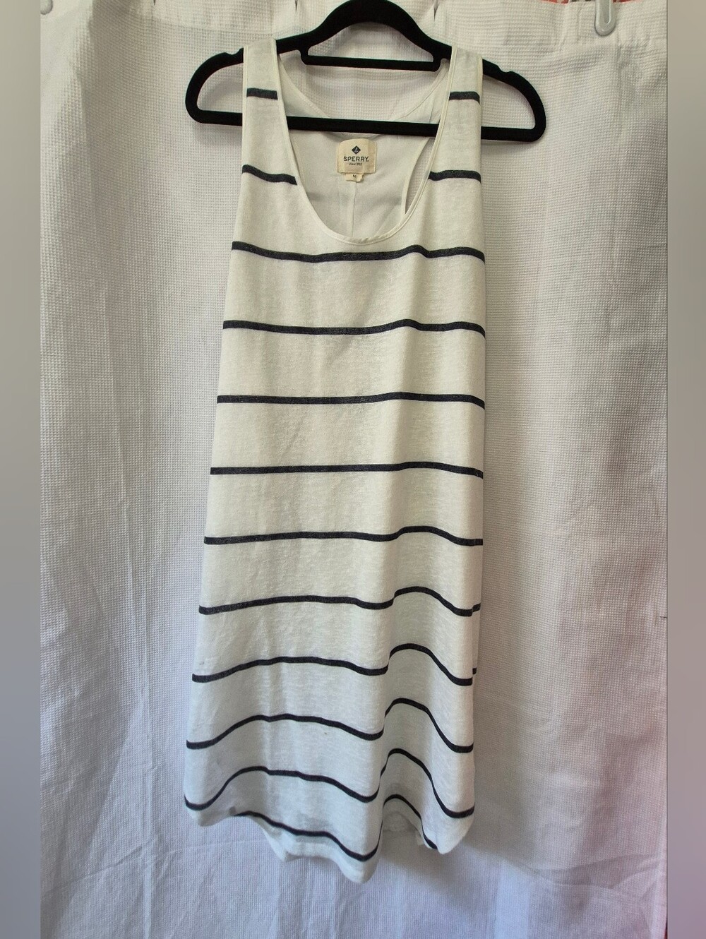 Sperry Top-Sider Striped Racerback Slub Tank Dress  white & navy striped